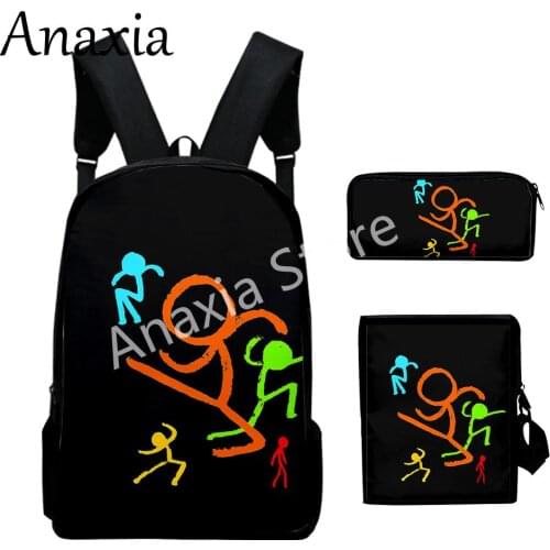 Alan Becker Merch new 3D Printed backpack set 3 pieces lightweight youth school bag 3D printing messenger bag pencil case