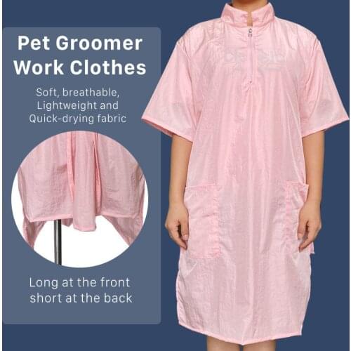 Pet Groomer Work Clothes Pet Shop Dog Cat Bath Quick-drying Work Clothes Anti-static Beautician Salon Breathable Apron G0702