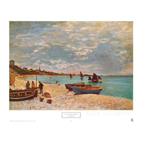 Gift custom Landscape Painting Beach at Sainte Adresse by Claude Monet High Quality Hand painted