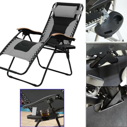 Zero Gravity Chair Clip-On Cup Holder, with Mobile Device Slot and Snack Tray
