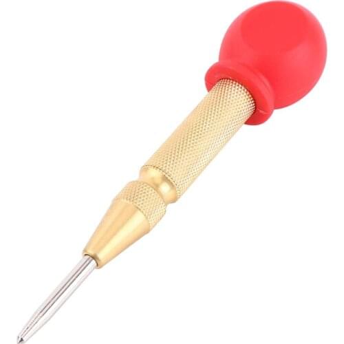 Professional Automatic Center Hole Pin Punch Spring Loaded Screw Auto Marking Drilling Tool HHS Tip Brass Body Gold Color