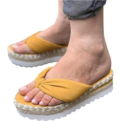 Womens 2021 Platform Sandals Slippers Summer Slip-On Flat Beach Open Toe Flip-flops Breathable Sandals Outdoor Female Shoes