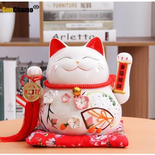 Lucky Cat Electric Shaking Hand Maneki Neko Large Ceramic Creative Rich Cat Shop Gift Treasure Welcoming Fortune Cat Lucky