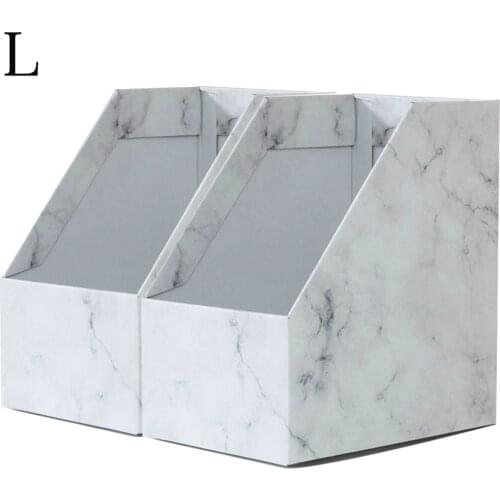 Foldaway File Holder Marble Newspaper Box Desk Top Organizer Magazine Bookend White Corrugated Paper Office Stationery (6PCS)