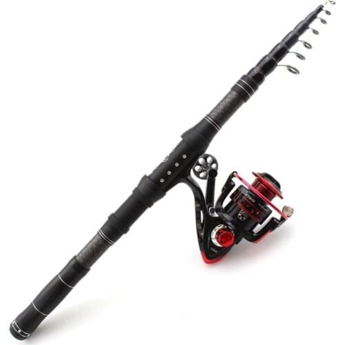 NEW 1.8m 2.1m 2.4m 2.7m 3.0m Carbon Fiber Telescopic Fishing Rod Portable Spinning Rod and Spinning Reels Multifunction set