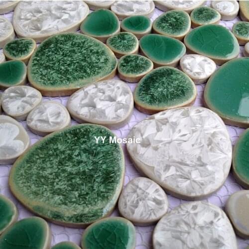 Green White Fambe Ceramic Mosaic tile for Kithchen Shower Bathroom wall sticker swimming pool garden floor tile DIY
