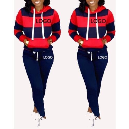 Custom Logo Women Tracksuit Autumn Casual Two Piece Set Female Hoodies and Pants Outfits 2020 Womens Clothing
