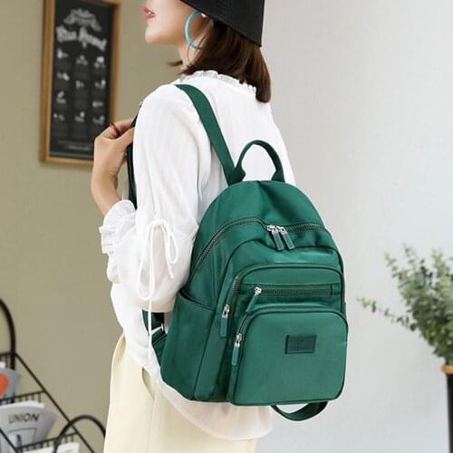 2021 New Dark Green Womens Backpack Waterproof Nylon Backpack Student School Bag Suitable For Girls' Small Travel Rucksack