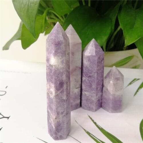1-4pcs Natural Purple Kunzite Quartz Obelisk Crystal Wand Point Healing Stones Specimen Original Crystals And Minerals Gifts
