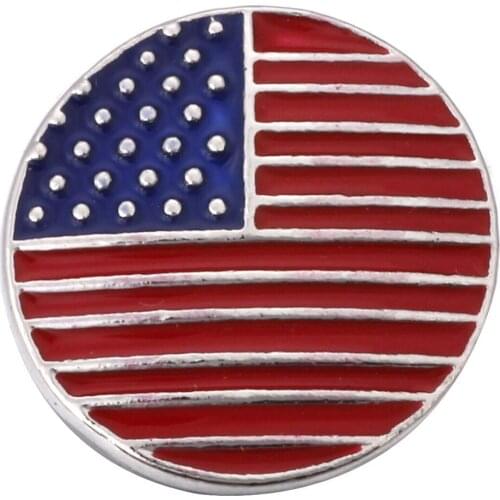 10pcs/lot New Snap Jewelry United States American Flag Metal Snap Buttons Fit 18mm Snap Button Bracelet Bangle Button Jewelry