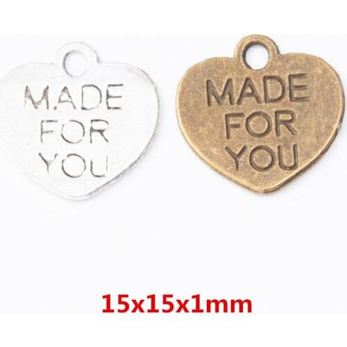 110 pieces of retro metal zinc alloy love pendant for DIY handmade jewelry necklace making 7966