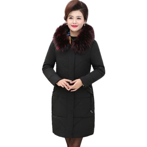 2019 New Arrival Women Winter Jacket With Fur Collar Hooded Long Coat Down Cotton Padded Warm Parka Womens Parkas Plus Size 5XL