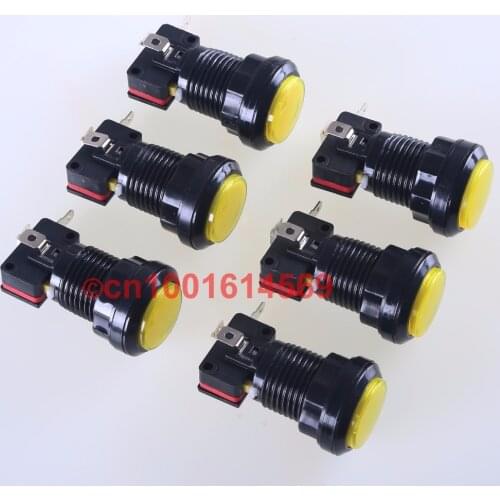 6pcs 30mm 5V LED illuminate Round Arcade LED Light Button For Coin Operated Games & Mini Table Top Arcade Machine - Yellow