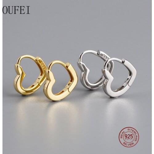 925 Sterling Silver Hoop Heart Earrings Love Cute Girl With Gift Korea Simple earrings For Women 925 Silver Jewelry