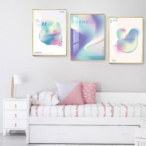 Abstract Blue and Yellow Geometric Color Blocks Posters and Prints Canvas Paintings Wall Art Pictures for Living Room Decor