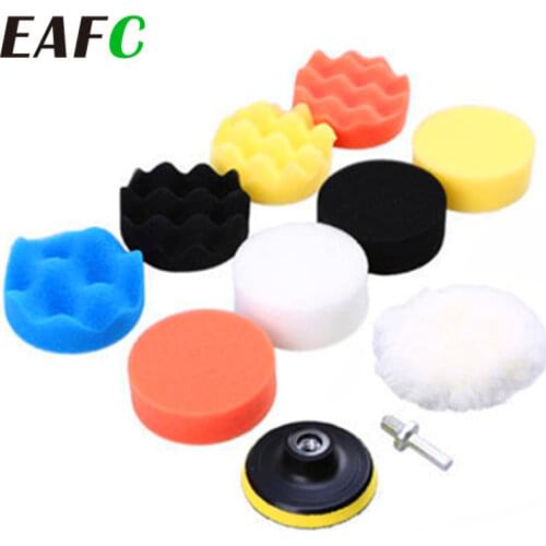 Car Polishing Disc 11Pcs Self-Adhesive Buffing Waxing Sponge Wool Wheel Polishing Pad for Car Polisher Drill Adapter Car Gadget
