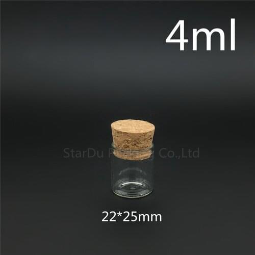 Free shipping 500pcs/lot 4ml 22*25mm Wishing Glass Bottle with Cork ,High-quality 5cc Glass Vials Display Bottle Wholesale