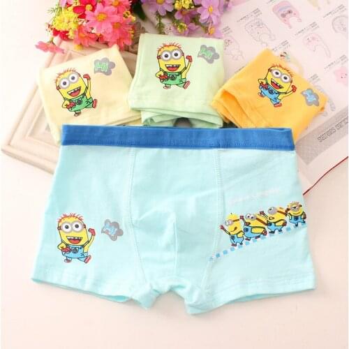 6pcs/lot High Quality Childrens Underwear for Kids Cartoon Little Yellow Man Shorts Soft Cotton Underpants Teenage Boys Panties
