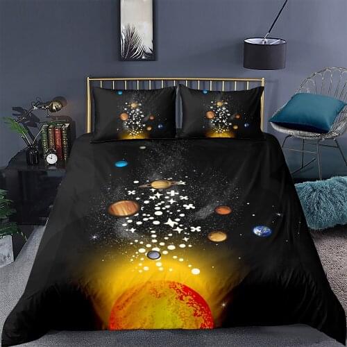 Cartoon Planets Bedding Set For Kids Creative Funny 3D Duvet Cover King Queen Twin Full Single Double Unique Design Bed Set
