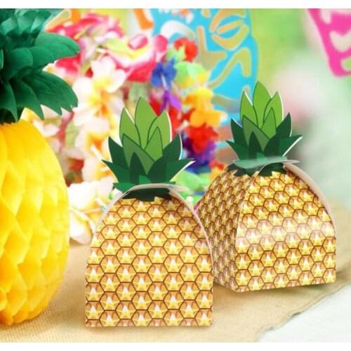 Pineapple Boxes Favor Treat Candy Boxes Birthday Sweets Cake Gift Bag Personality Hawaiian Wedding Party Beach Table Decor event