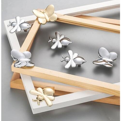 Creative cute gold silver Butterfly bee drawer shoe cabinet tv cabinet cupboard childroom furniture door knob handle CARTOON