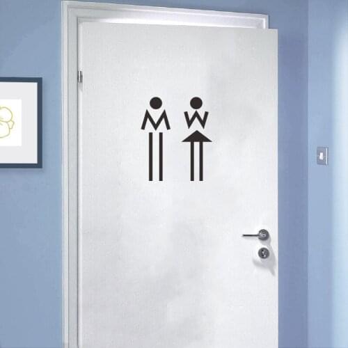 Creative Man&Woman bathroom door sticker Toilet sign background home decoration wallpaper Removable individuality wall stickers