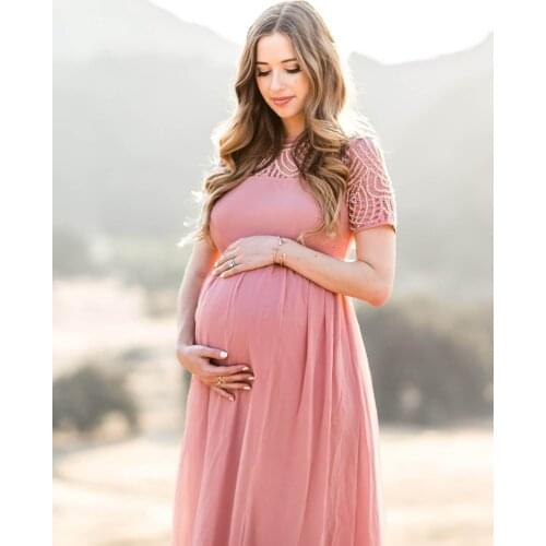 Lace Maternity Dress for Photo Shoot Long Maxi Gown Evening Pregnancy Dress Photography Props Pregnant Women Baby Shower Clothes