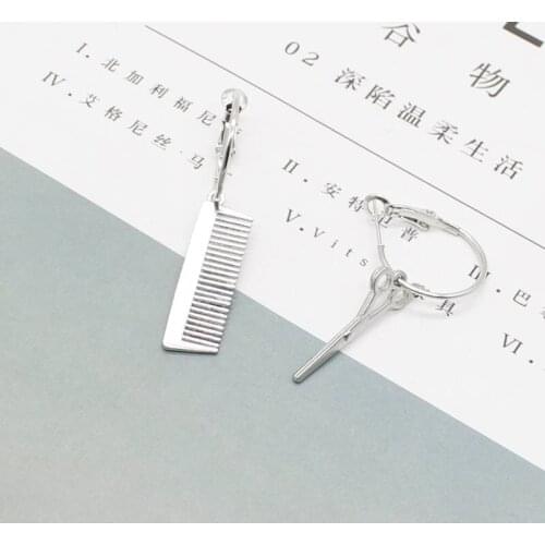 Fashion ladies pendant earrings, comb earrings, scissors earrings, asymmetric earrings, creative charm friendship gift jewelry