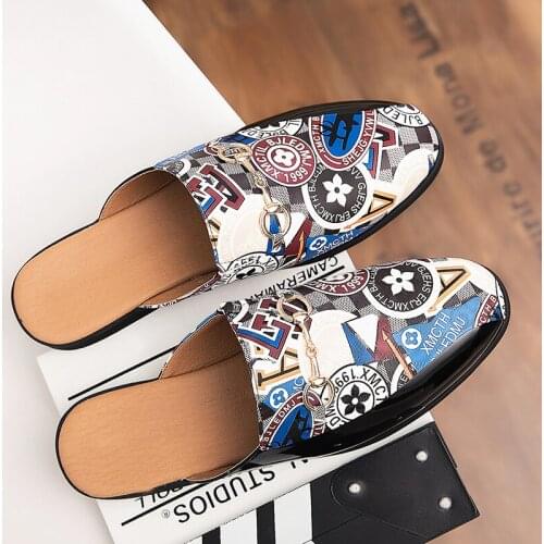 Brand mens shoes 2019 spring and autumn fashion personality casual comfort simple luxury print graffiti outdoor flat slippers