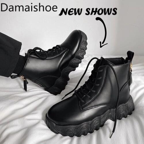 Mens Autumn and Winter Black Leather Zipper Motorcycle Leather Booties Mens Combat Mid-Top Simple Mens Hight Increasing Shoe