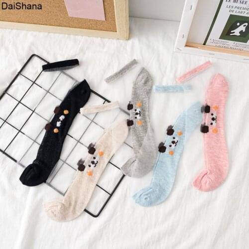 5Pairs Women Socks Summer New Female Cartoon Dog Solid Ankle Socks Breathable Cute Animal Boat Socks School Girls Socks Dropship