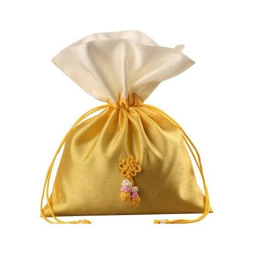 50pcs Patchwork Organza Chinese Knot Gift Bag Drawstring Silk Fabric Tea Candy Packaging Pouches Lavender Storage Pocket Sachet