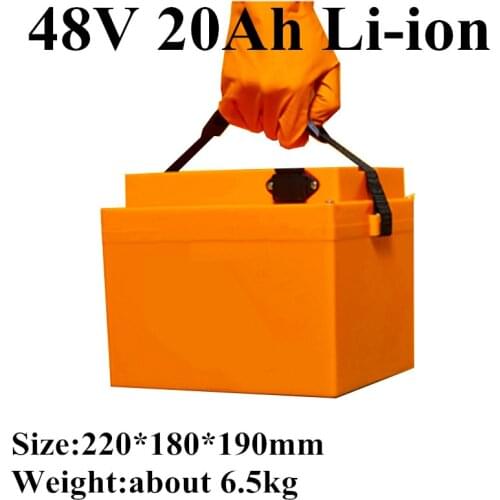 Portable Battery 48V 20Ah Li-ion battery Pack with BMS for 1500W tricycle motorcycle scooter electric bike+2A Charger