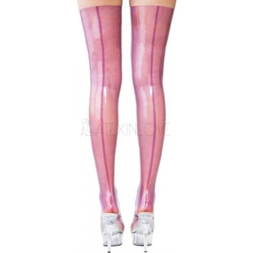 Transparent Purple Thigh High Natural Latex Stockings Fetish for Women