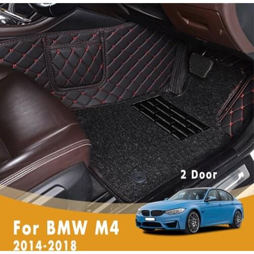 RHD Car Floor Mats For BMW M4 2 Door 2018 2017 2016 2015 2014 Double Layer Wire Loop Custom Styling Leather Car Accessories