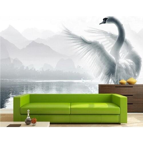 Romantic aesthetic Swan Lake 3D wallpaper murals,living room bedroom TV sofa background kitchen cafe bar wall papers home decor