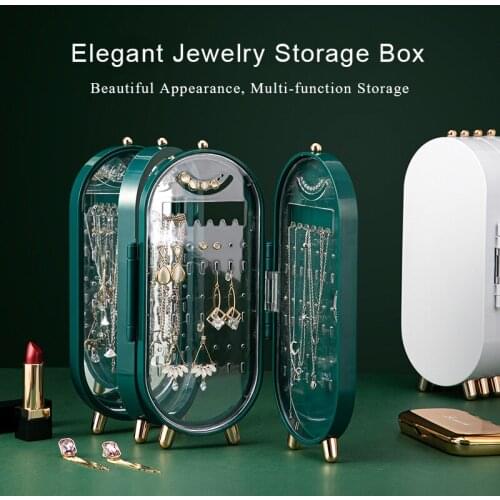 Luxury Retro Jewelry Box Nordic Earrings Necklace Display Stand Qualitied Collapsible Jewelry Organizer Case with Makeup Mirror