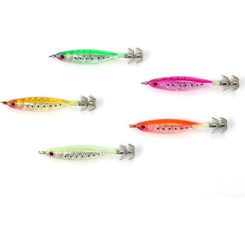 Pink Orange 11g 10cm Plastic Hard Fishing Lure Squid Jig Hook Shrimp Octopus Cuttlefish Fishing Bait Wobbler For Sea Fishing