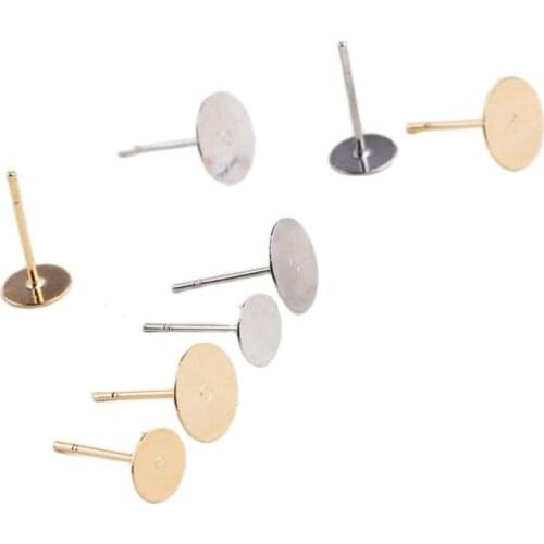 20pcs 4mm 6mm 8mm Stud Earrings Base Gold Metal Earring Making Accessories Women Fashion Jewelry Findings Wholesale