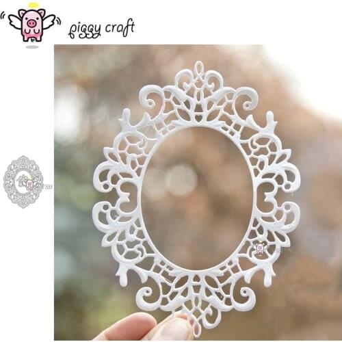Piggy Craft metal cutting dies cut die mold Lace oval flower frame Scrapbook paper craft knife mould blade punch stencils dies
