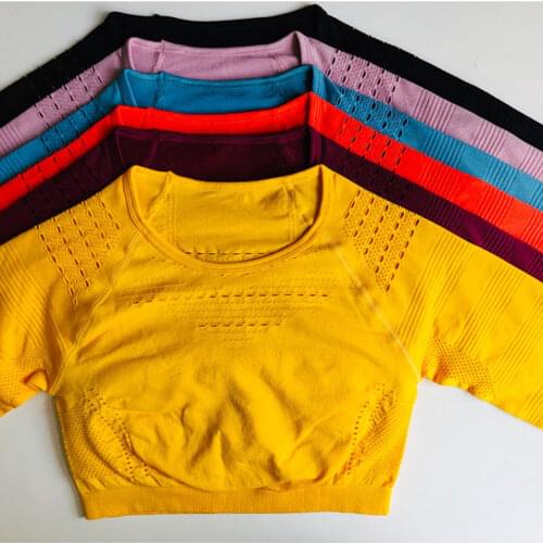 Flawless knit seamless yoga top fitness long sleeve women shirts workout gym crop top breathable sport shirt women