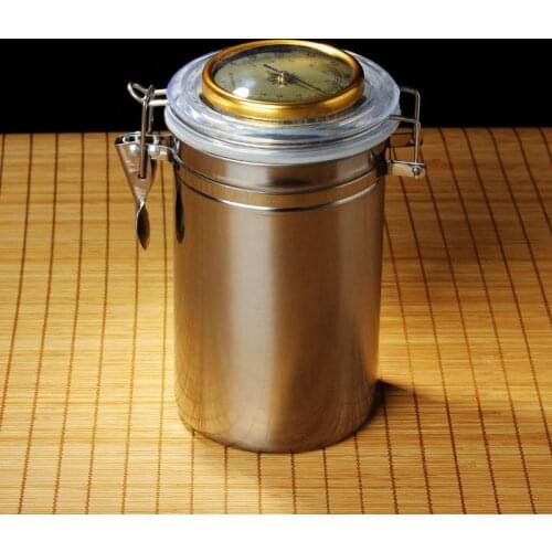 Cigar/Cigarette Moisturizer with Hygrometer High Quality Stainless Steel Coffee Bean Storage Jar Send Moisturizing Tablets