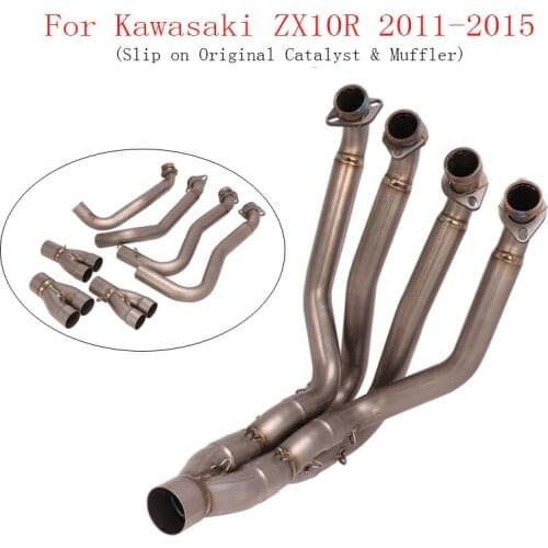 Motorcycle Exhaust Header Front Connector Link Pipe Exhaust Pipe Slip on Stock Catalyst for Kawasaki Ninja ZX10R 2011-2015