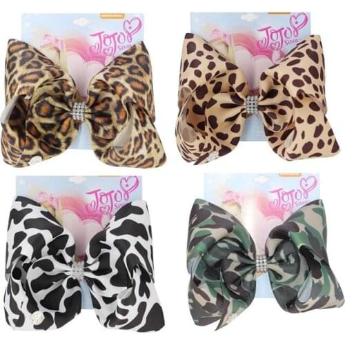 HOT SALE Leopard Bowknot Hair Clip 7inch Hair Bows for Women Girls Barrette Hairbows Children Hairgrips Hair Accessories 12pcs