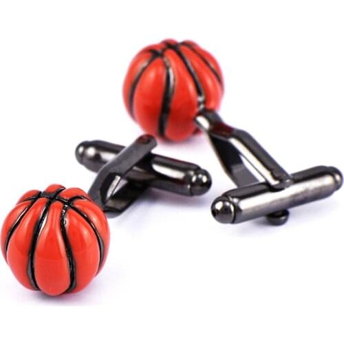 Fashion Sports Series Cufflinks Gun Black Silver-color Basketball Shape French Shirt Cuff Links Personality Mens Jewelry Gifts