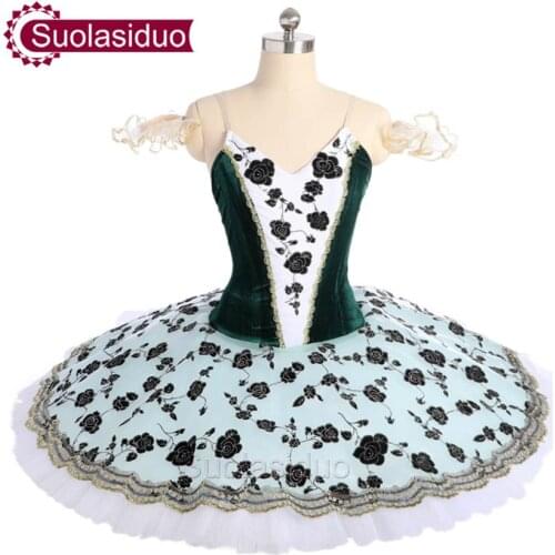 Adult Dark Green Ballet Tutu The Nutcracker Performance Stage Wear Women Green Ballet Dance Competition Costumes Girls Ballet