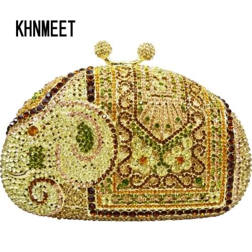 New Elephant shape Full Crystals Plated Luxury Women Evening bag Clutches fashion Top Quality Rhinestones Bridal bags SC214