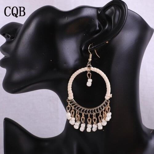 Handmade beads acrylic earrings Bohemian 2019 female earrings style fashion favorite big brand geometric jewelry long ethnic cc