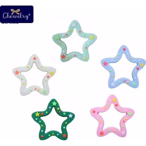 1pcs Food Grade Silicone Teether Christmas Pendants Silicone Stars DIY Teething Necklace Accessories Baby Teether For Kids
