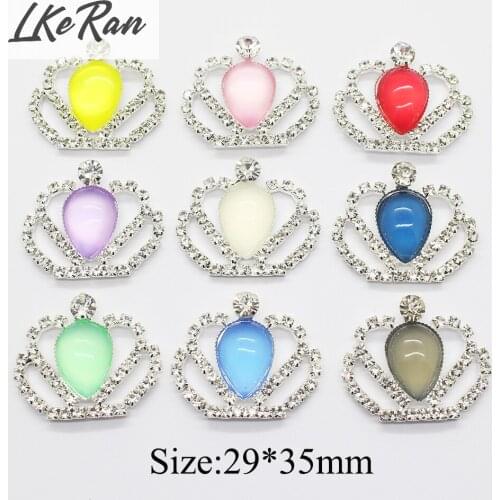 NEW 10PCS 29*35mm Charm Resin Rhinestone Crown buttons For DIY Clothing Wedding Invitation Craft Garment Scrapbooking